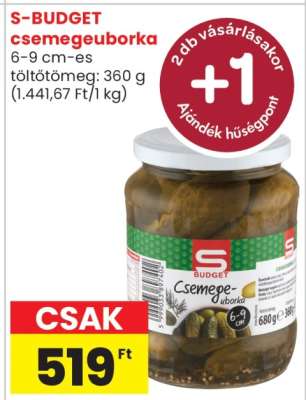 S-BUDGET csemegeuborka