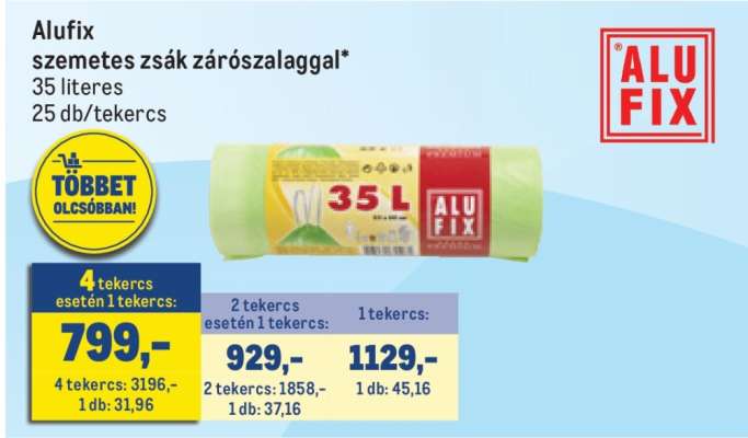 Alufix szemetes zsák zárószalaggal