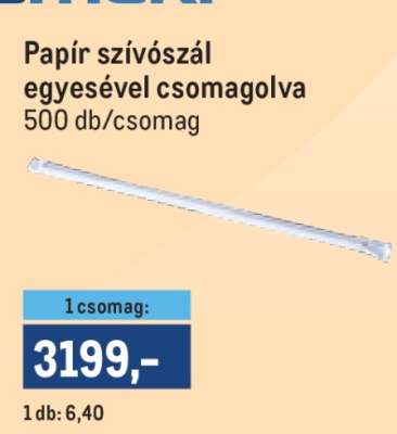 Papír szívószál egyesével csomagolva