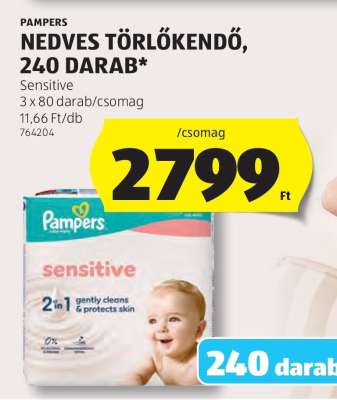 Pampers Nedves Törlőkendő, 240 Darab