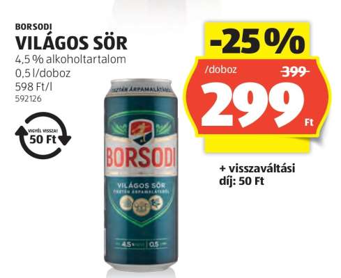 BORSODI Világos sör