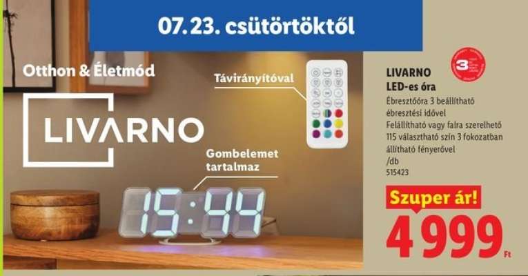 LIVARNO LED-es óra
