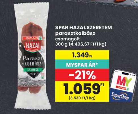 SPAR HAZAI.SZERETEM parasztkolbász