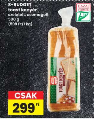 S-BUDGET toast kenyér