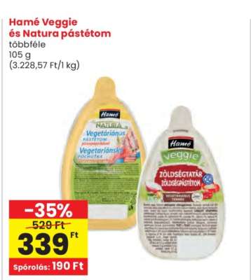 Hamé Veggie és Natura pástétom