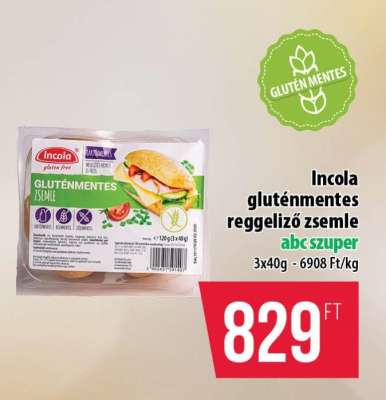 Incola gluténmentes reggeliző zsemle