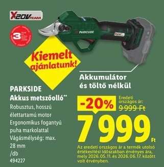 PARKSIDE Akkus metszőolló