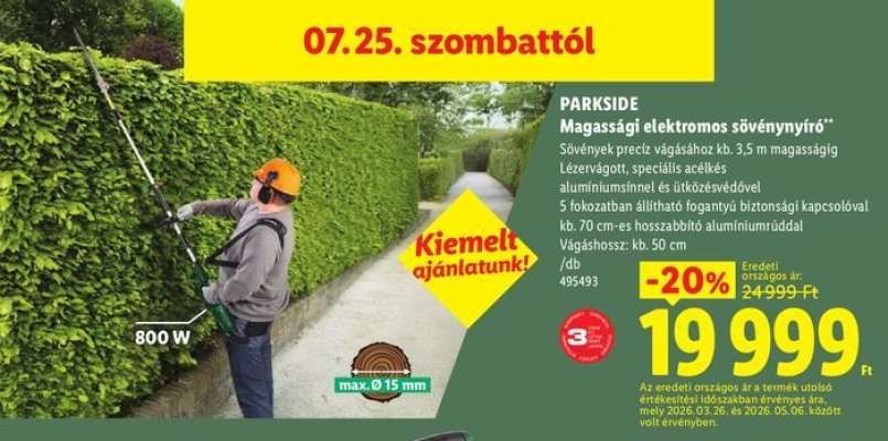 PARKSIDE Magassági elektromos sövényvágó