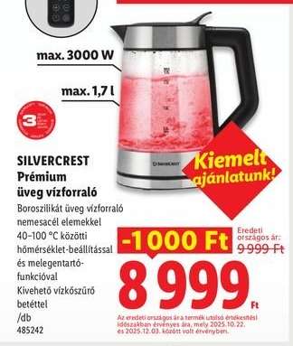 SILVERCREST Prémium üveg vízforraló