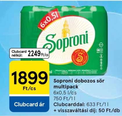 Soproni Dobozos Sör Multipack