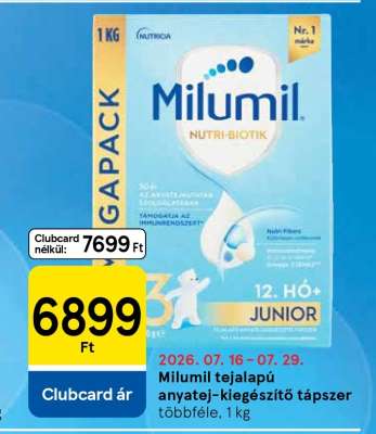 Milumil tejalapú anyatej-kiegészítő tápszer