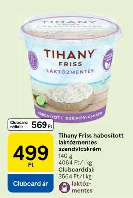 Tihany friss habosított laktózmentes szendvicskrém