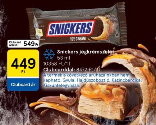 Snickers jégkrémszelet