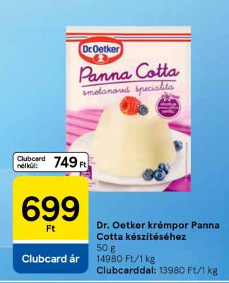 Dr. Oetker krémpor Panna Cotta készítéséhez