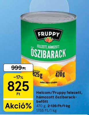 Helcom/Fruppy felezett, hámozott őszibarack befőtt