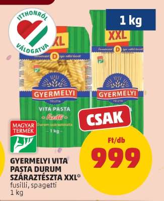 GYERMELYI VITA PASTA DURUM SZÁRAZTÉSZTA XXL