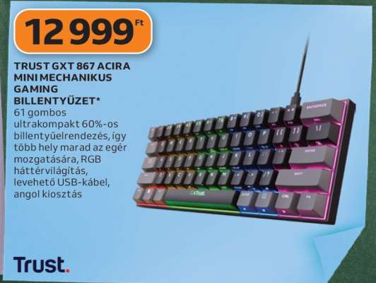 TRUST GXT 867 ACIRA MINI MECHANIKUS GAMING BILLENTYŰZET