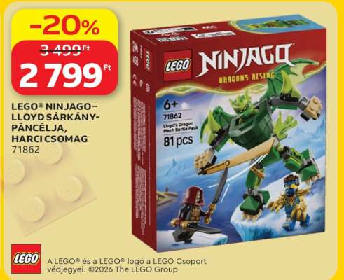 LEGO® NINJAGO® – LLOYD SÁRKÁNY-PÁNCÉLJA, HARCI CSOMAG 71862