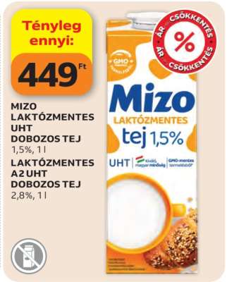 Mizo Laktózmentes UHT Dobozos Tej