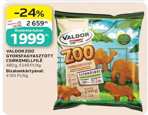 VALDOR ZOO GYORSFAGYASZTOTT CSIRKEMELLFILÉ