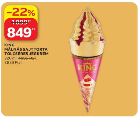 KING MÁLNÁS SAJTTORTA TÖLCSÉRES JÉGKRÉM