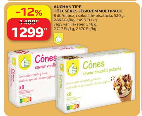 AUCHAN TIPP TÖLCSÉRES JÉGKRÉM MULTIPACK