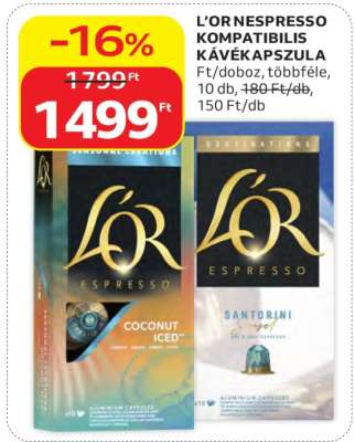 L'OR Nespresso kompatibilis kávékapszula