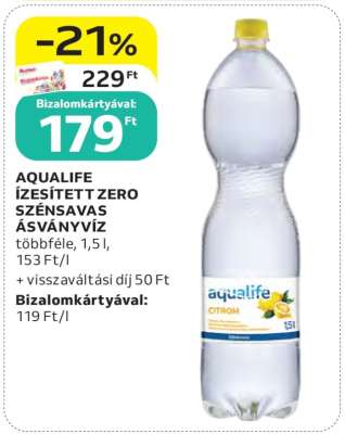 Aqualife Ízesített Zero Szénsavas Ásványvíz