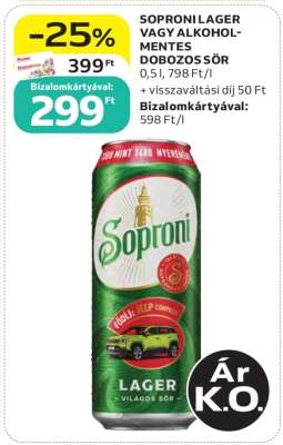 Soproni Lager vagy alkoholmentes dobozos sör