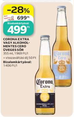 CORONA EXTRA VAGY ALKOHOLMENTES CERO ÜVEGES SÖR
