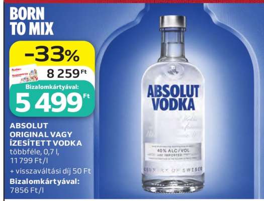 ABSOLUT ORIGINAL VAGY ÍZESÍTETT VODKA
