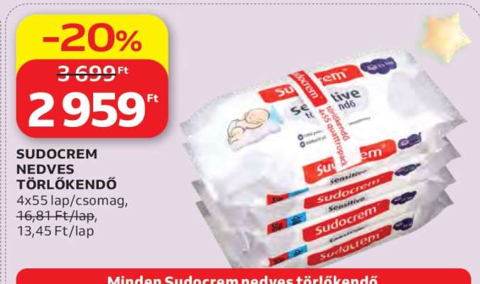 Sudocrem nedves törlőkendő