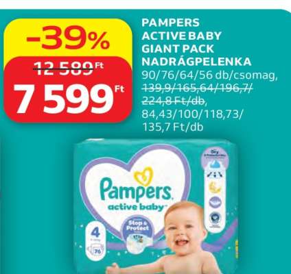PAMPERS ACTIVE BABY GIANT PACK NADRÁGPELENKA