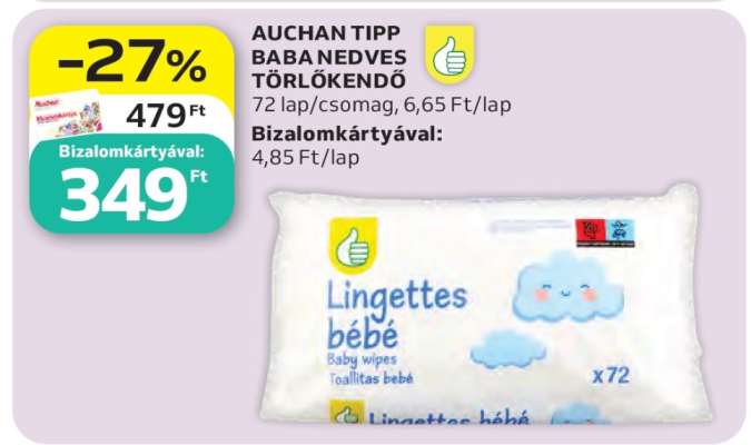 Auchan Tipp Baba Nedves Törlőkendő