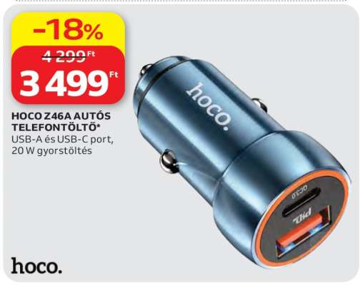 HOCO Z46A AUTÓS TELEFONTÖLTŐ