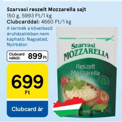 Szarvasi reszelt Mozzarella sajt