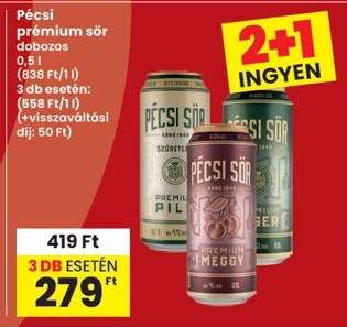 Pécsi prémium sör dobozos