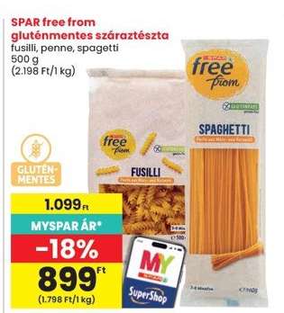 SPAR free from gluténmentes száraztészta