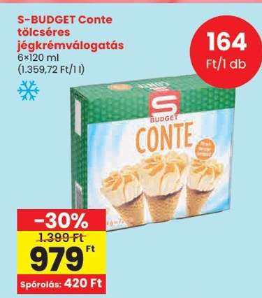 S-BUDGET Conte tölcséres jégkrémválogatás