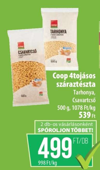 Coop 4tojásos száraztészta