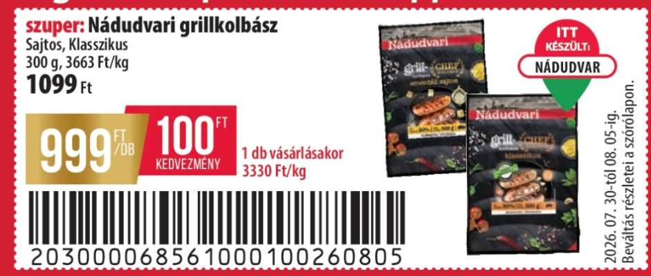 Nádudvari grillkolbász