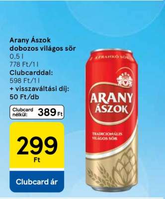 Arany Ászok dobozos világos sör