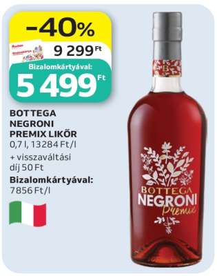 BOTTEGA NEGRONI PREMIX LIKŐR