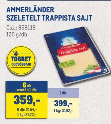 Ammerlander szeletelt Trappista sajt