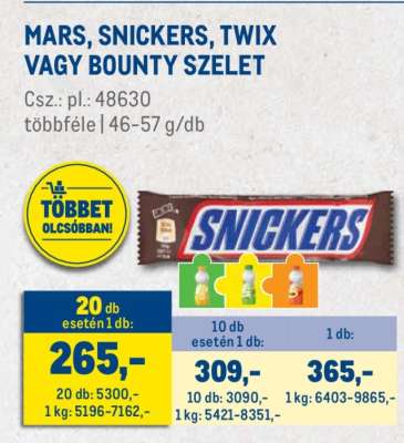 MARS, SNICKERS, TWIX VAGY BOUNTY SZELET