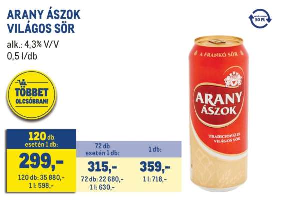 Arany Ászok Világos sör
