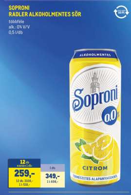 SOPRONI RADLER ALKOHOLMENTES SÖR