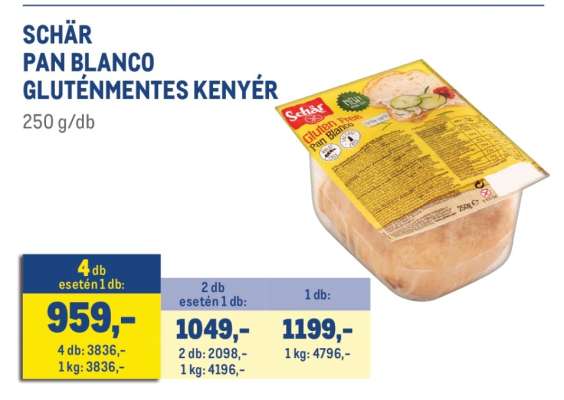 Schär Pan Blanco gluténmentes kenyér