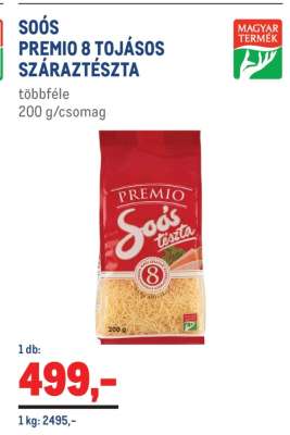 Soós Premio 8 tojásos száraztészta
