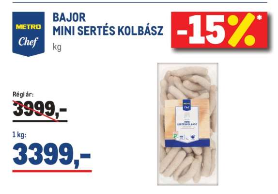 METRO Chef BAJOR MINI SERTÉS KOLBÁSZ